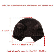 Bear Ear Beanie Hat Winter Warm Knitted Hat for Women Girls