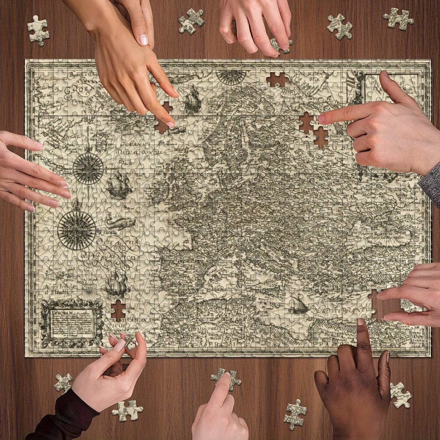 1000pcs Jigsaw Puzzle Ancient Nautical Map 48.9 x 67