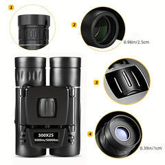 Foldable Binoculars HD Portable Waterproof Anti-fog Bird Watching Travel Concert
