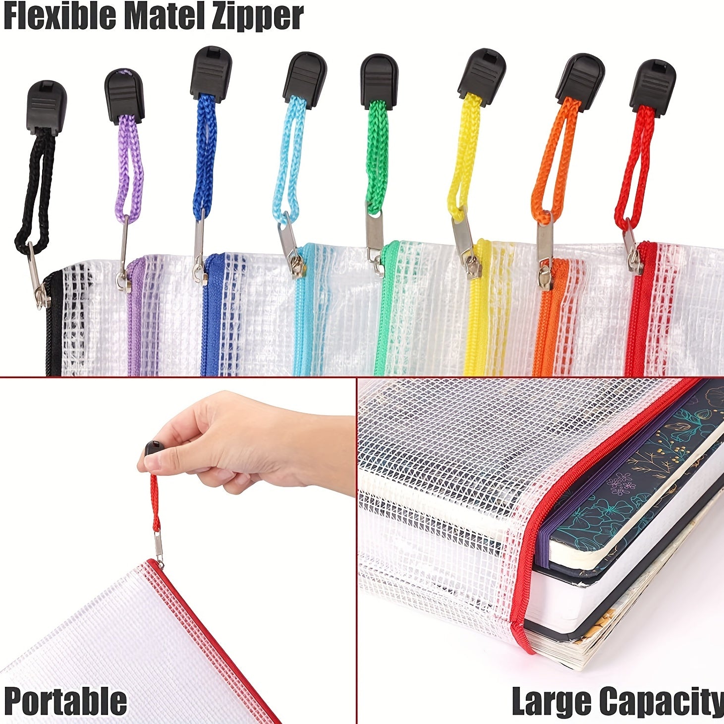 Set of 56 Mesh Zipper Bags for Organizing Puzzles & Office Supplies