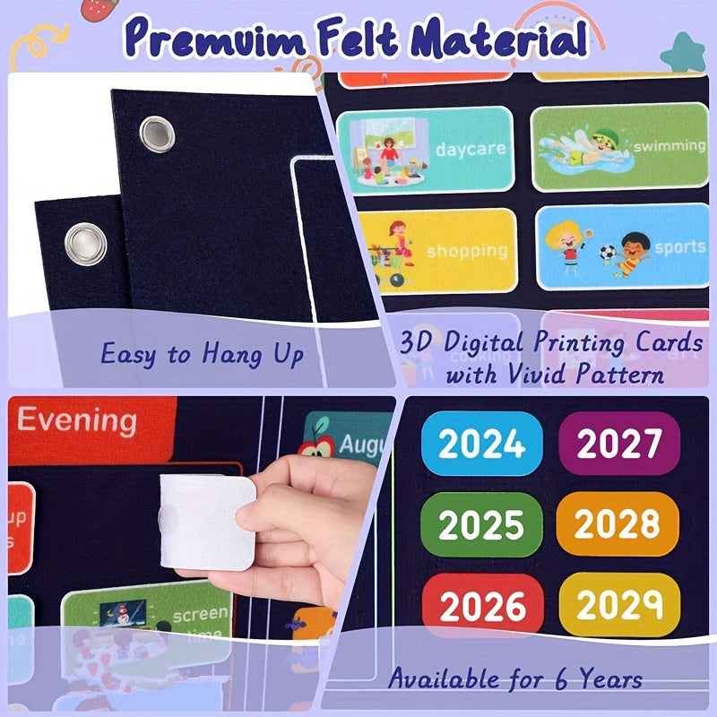 Kids Daily Calendar Learning Center with Felt Board