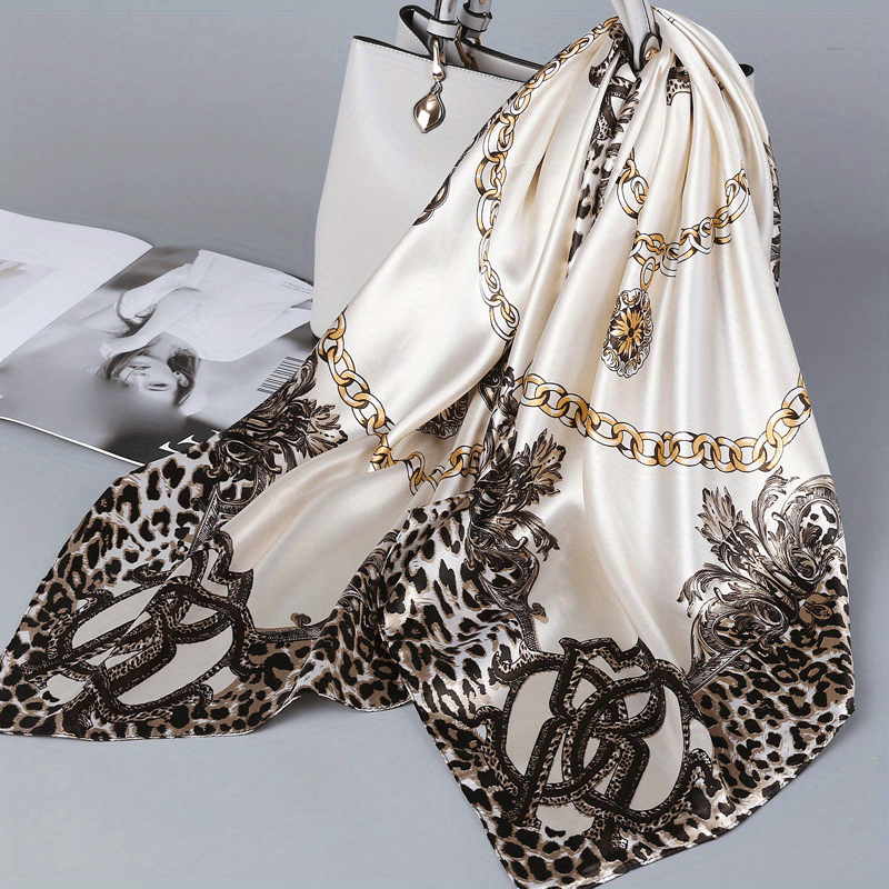 Boho Square Scarf Hijab Satin Silk Headband Neckerchief Hairscarf