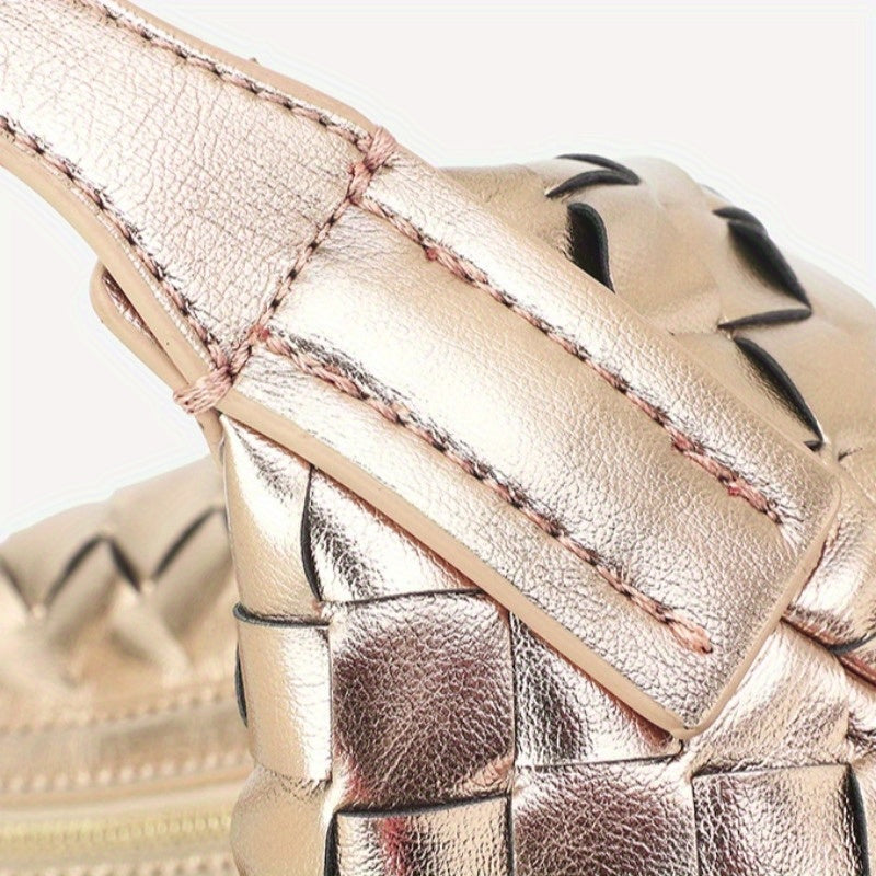 Women's Crossbody Shoulder Bag Golden Chevron Pattern Zipper Closure