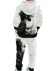 Kids 3D Horse Print Outfits Set Boys Western Style Gift
