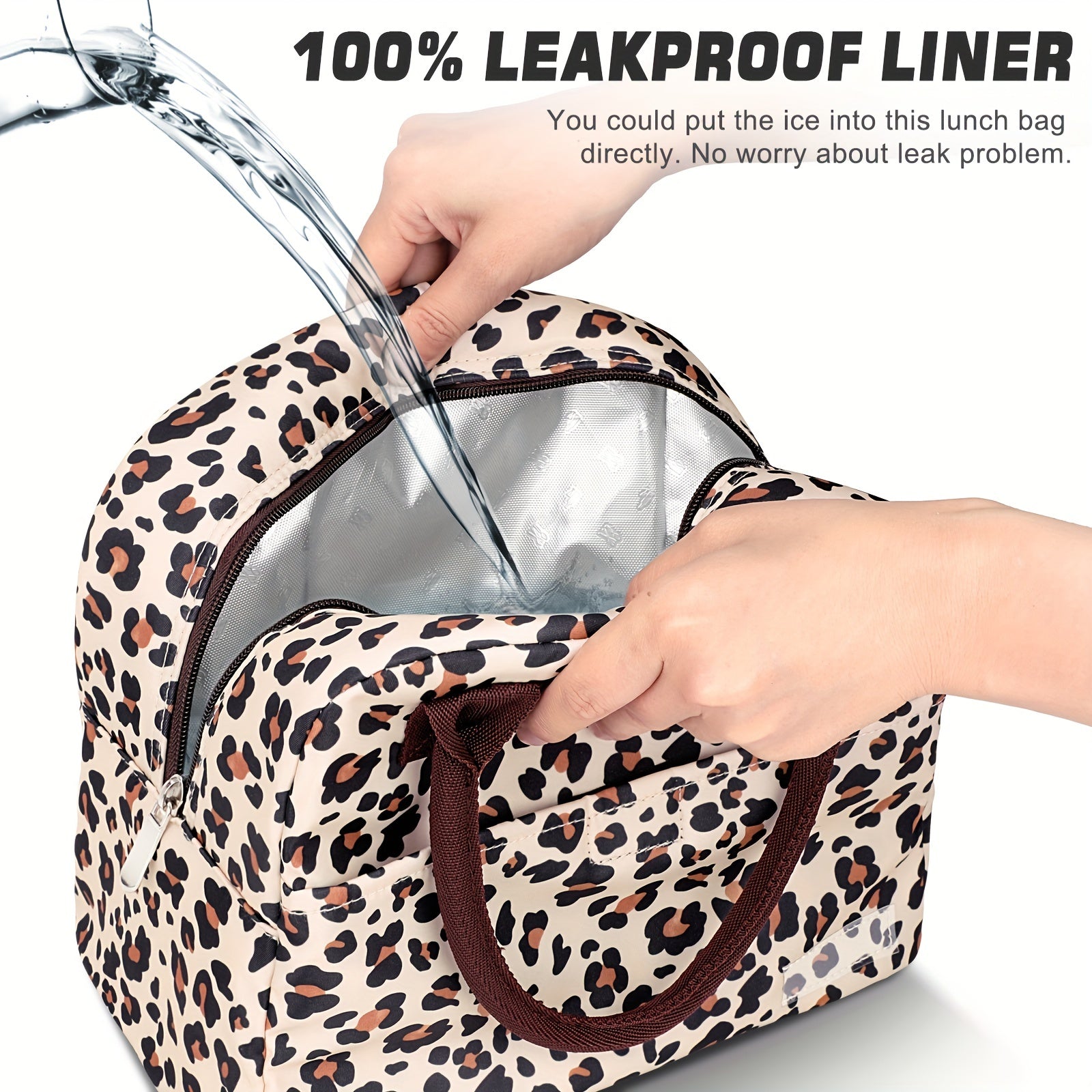 Leopard Lunch Bag Insulated & Reusable with Adjustable Strap
