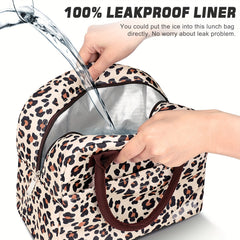 Leopard Lunch Bag Insulated & Reusable with Adjustable Strap