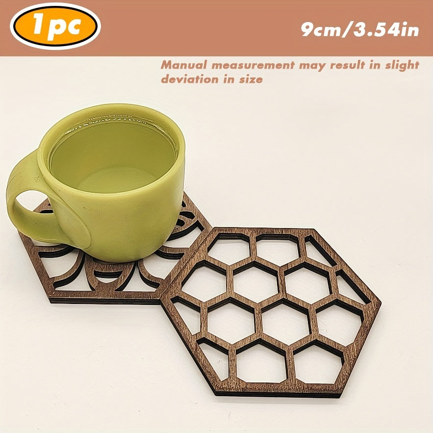 Honeycomb Bee Wooden Ornament Creative Honeycomb Coaster Pendant Crafts