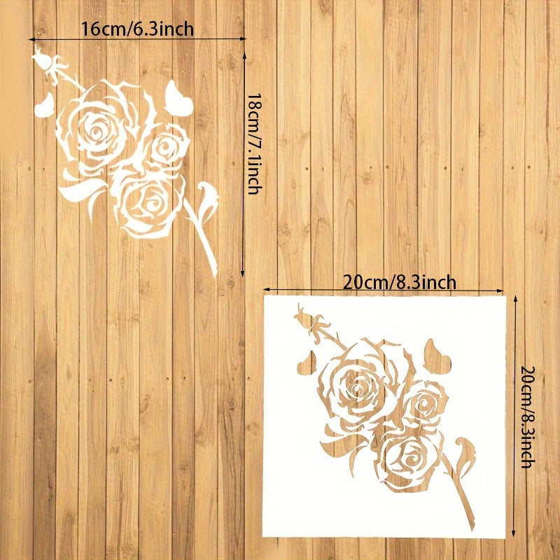 Rose Flower Plastic Stencil for DIY Painting on Boards Canvas