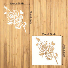 Rose Flower Plastic Stencil for DIY Painting on Boards Canvas