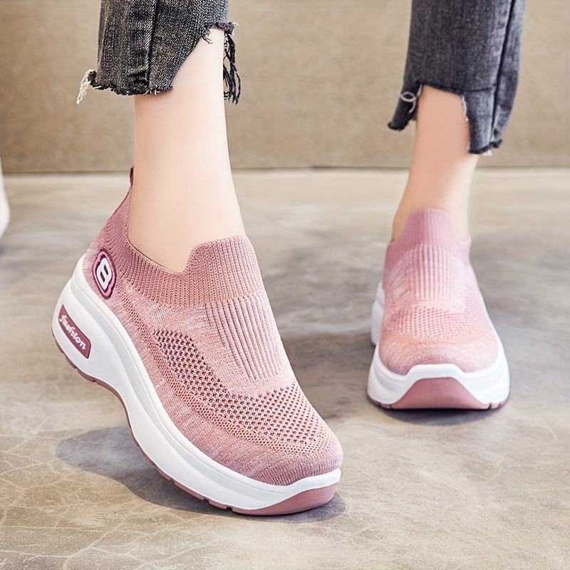 Women's Slip On Platform Sneakers Low Breathable Casual Shoes