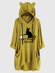 Women's Cartoon Graphic 3D Ears Hoodie