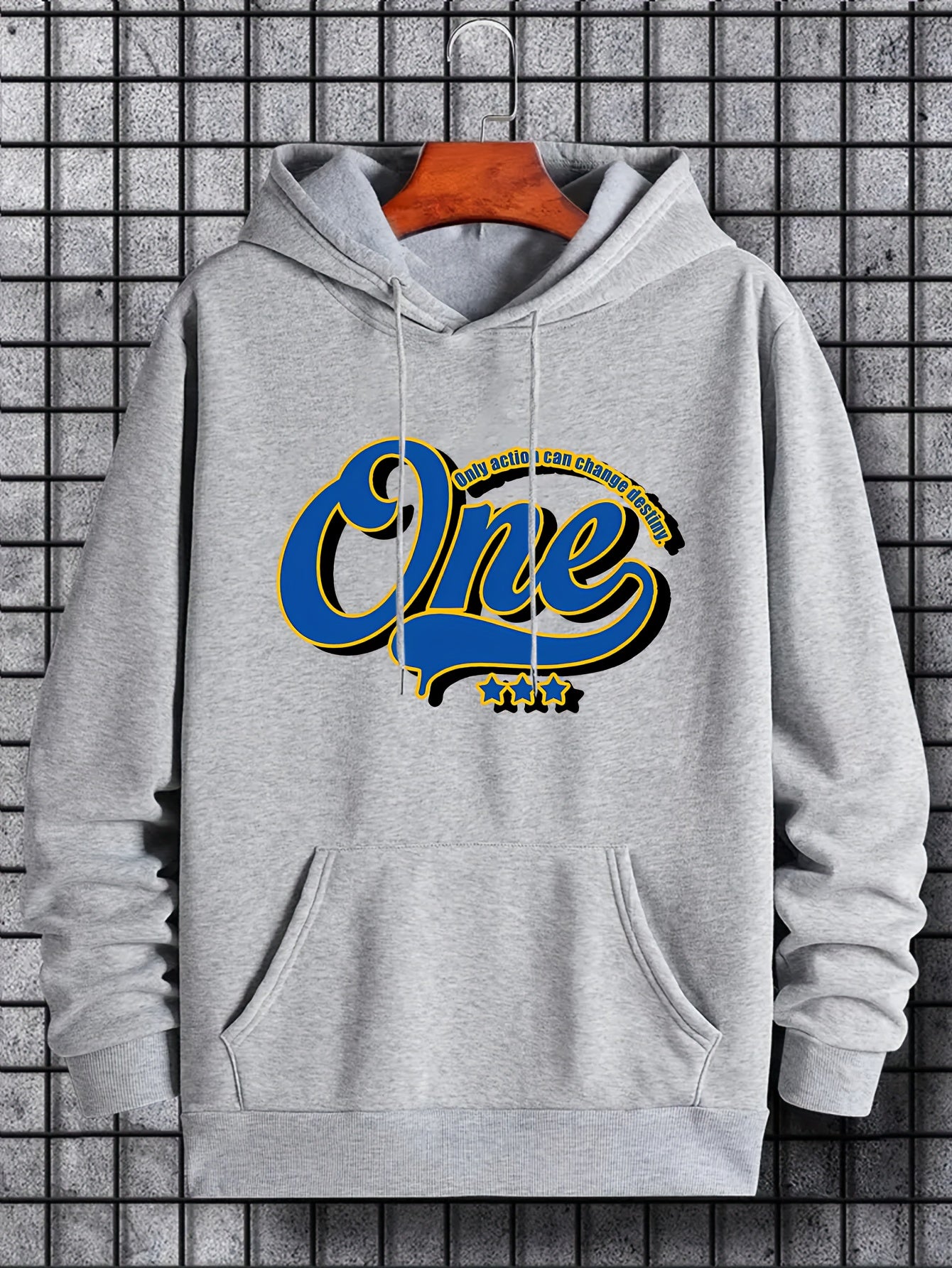 Men's One Print Hoodie Casual Breathable Drawstring Sweatshirt
