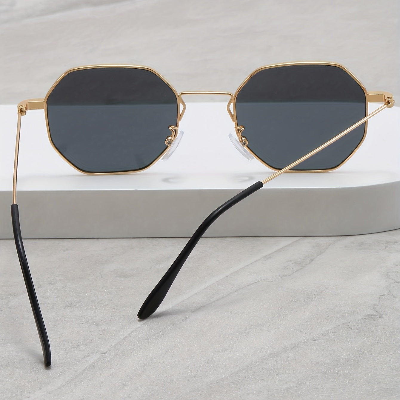 Men's Vintage Polygon Frame Sunglasses Gradient UV Protection