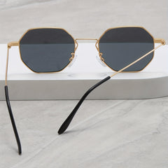 Men's Vintage Polygon Frame Sunglasses Gradient UV Protection