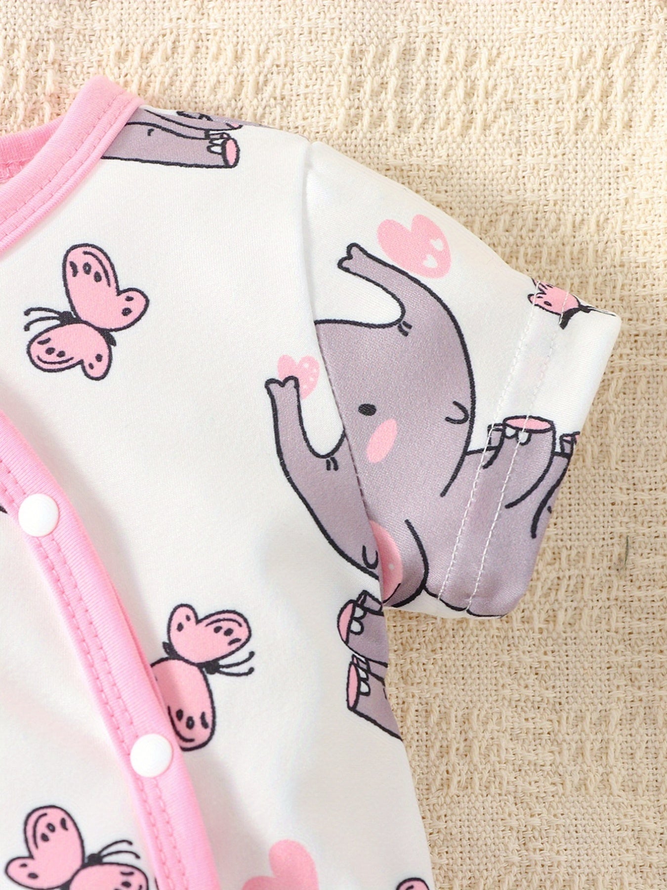 Elephant Print Short Sleeve Romper Jumpsuit for Baby Girls and Boys