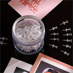 60pcs Transparent Plastic Push Pins for Walls Cork Boards Maps