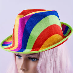 Rainbow Pride Fedora Cap Short Brim Felt Hat LGBT Jazz Hats