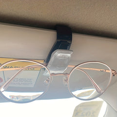 Car Sun Visor Glasses Holder Clip Eyeglasses Mount + Ticket Card Clip