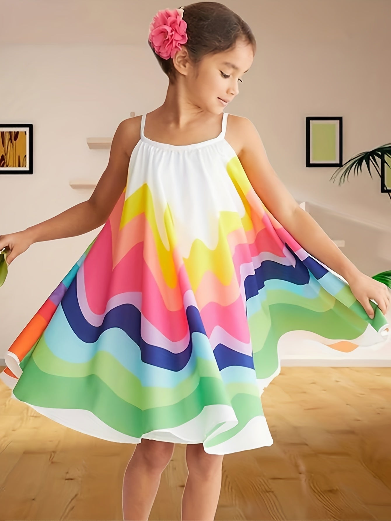 Sweet Girls Polka Dot Print Cami Dress Summer Casual
