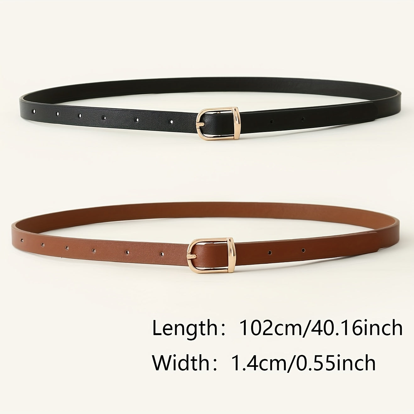 2pcs Pin Buckle Thin PU Belt Vintage Jeans Pants Belt For Women