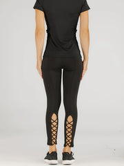 Cross Strap Yoga Leggings with Cutouts for Women