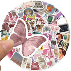 65pcs Retro Y2K Art Stickers Guitar Water Cup Scrapbook Laptop Gift Toy Stickers