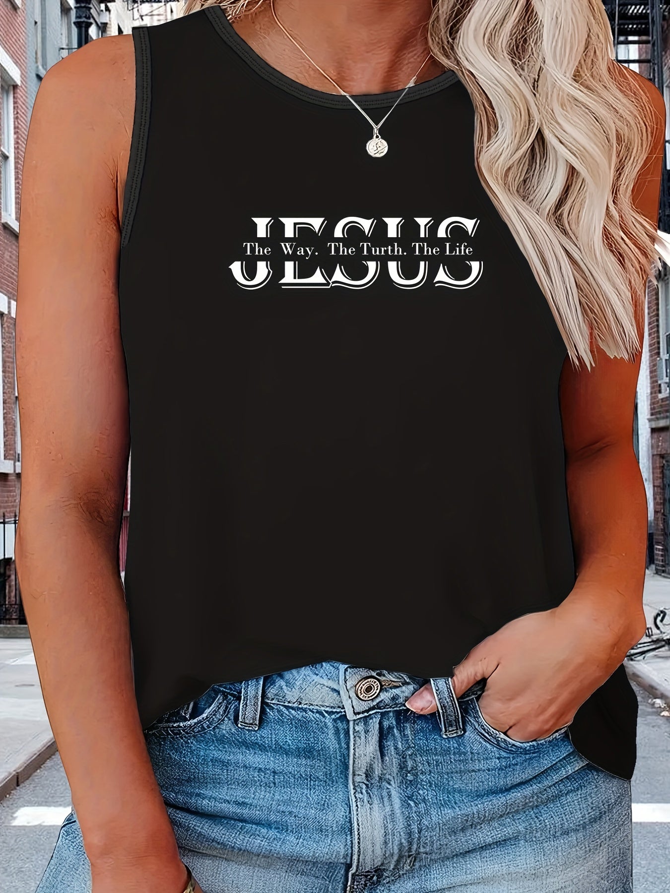 Art Letter Print Tank Top Women's Plus