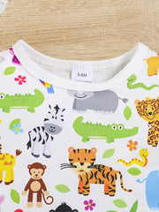 Baby Boys Casual Animal Graphic Print Short Sleeve Romper Jumpsuit Clothes