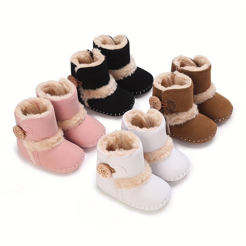 Baby Girls Soft Warm Plus Fleece Boots for Autumn and Winter