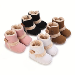 Baby Girls Soft Warm Plus Fleece Boots for Autumn and Winter