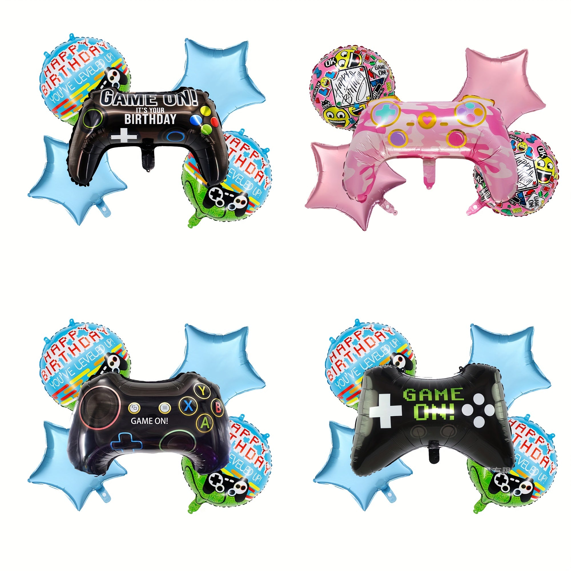 5pcs Game Theme Decorative Balloons Birthday Party Handle Balloons