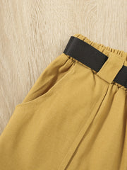 Girls Pocket Belted Cargo Pants Casual Sweatpants Kids Spring Summer Clothes