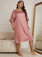 Nightdress Women's Plus Half Sleeve V Neck Slight Stretch Sleep Dress