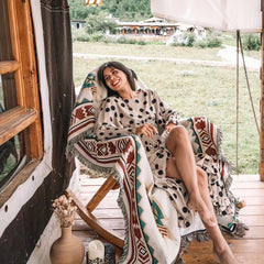 Retro Camping Blanket Outdoor Picnic Tear-Resistant Sofa Blanket