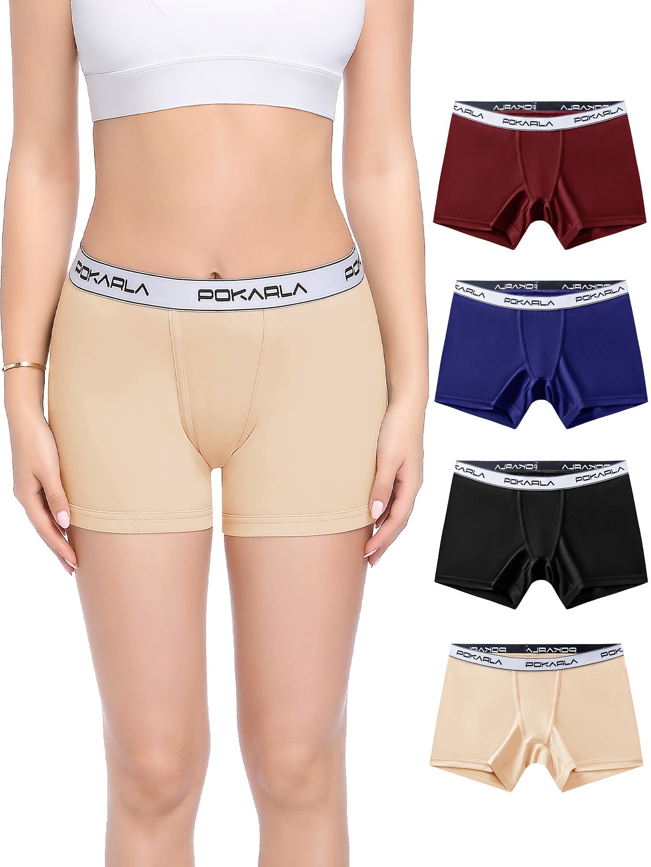 4 Pack Plus Size Double Layered Crotch Boxer Briefs Set