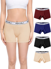 4 Pack Plus Size Double Layered Crotch Boxer Briefs Set