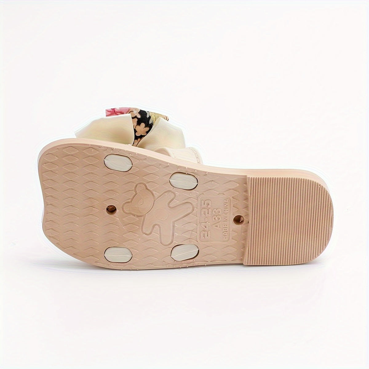 Hibobi Girls Floral Pattern Bowknot Open Toe Slippers