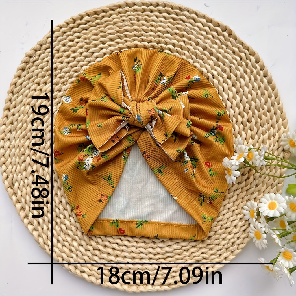 Brown Baby Headband Bow Print Hat for Newborns