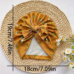 Brown Baby Headband Bow Print Hat for Newborns