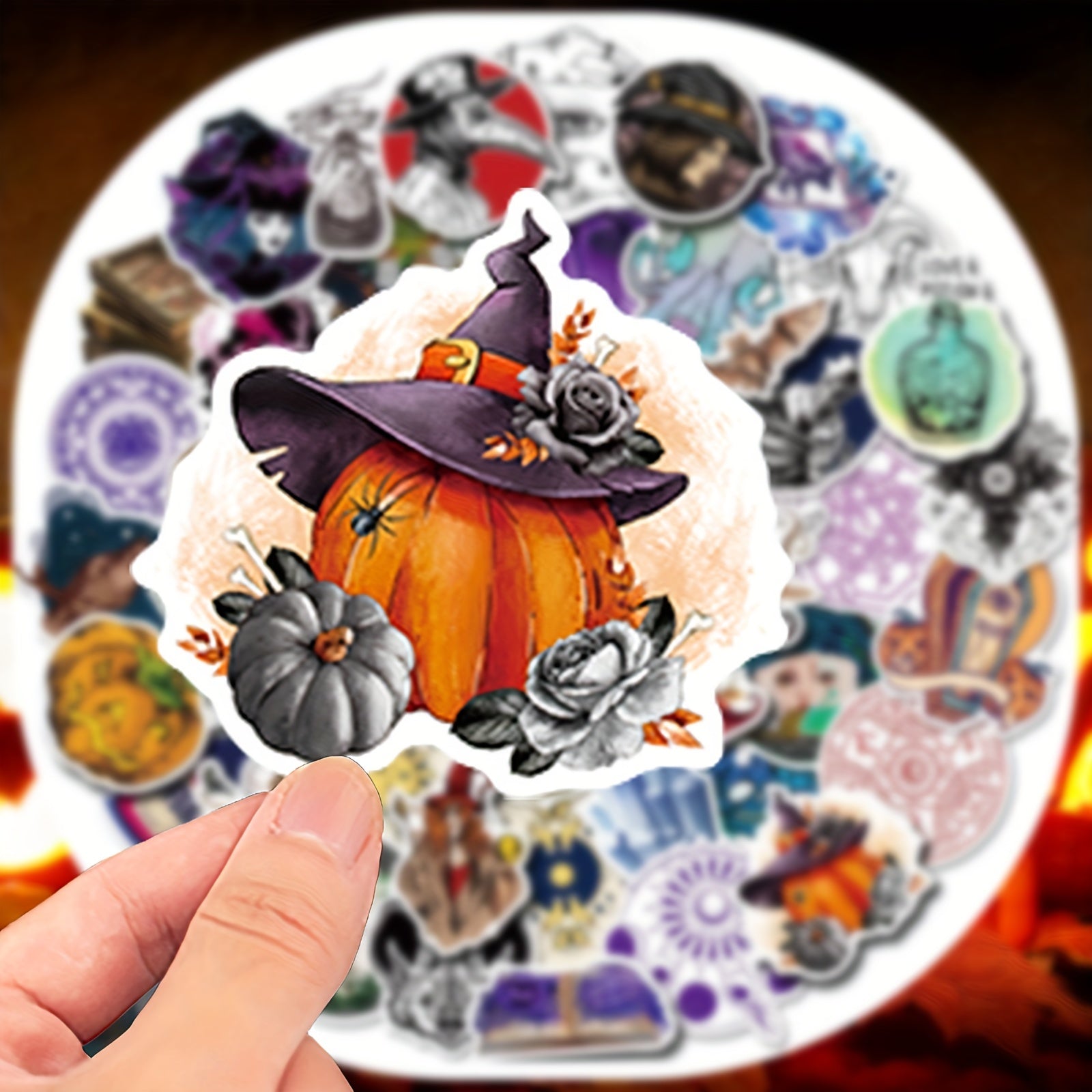 50pcs Halloween Stickers Pumpkin Spooky Waterproof DIY Stickers For Decoration
