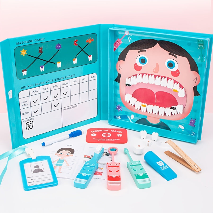 Wooden Dentist Playset for Ages 3 Educational Dental Role Play Game