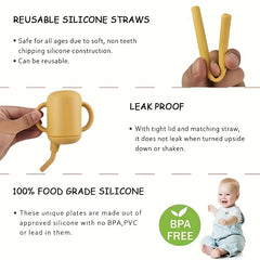 Baby Silicone Straw Cup 180ml Drop Proof Leak-proof Children's Learning Cup