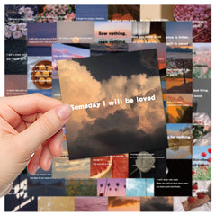 50 English Scenery Short Sentence Stickers DIY Waterproof Stickers