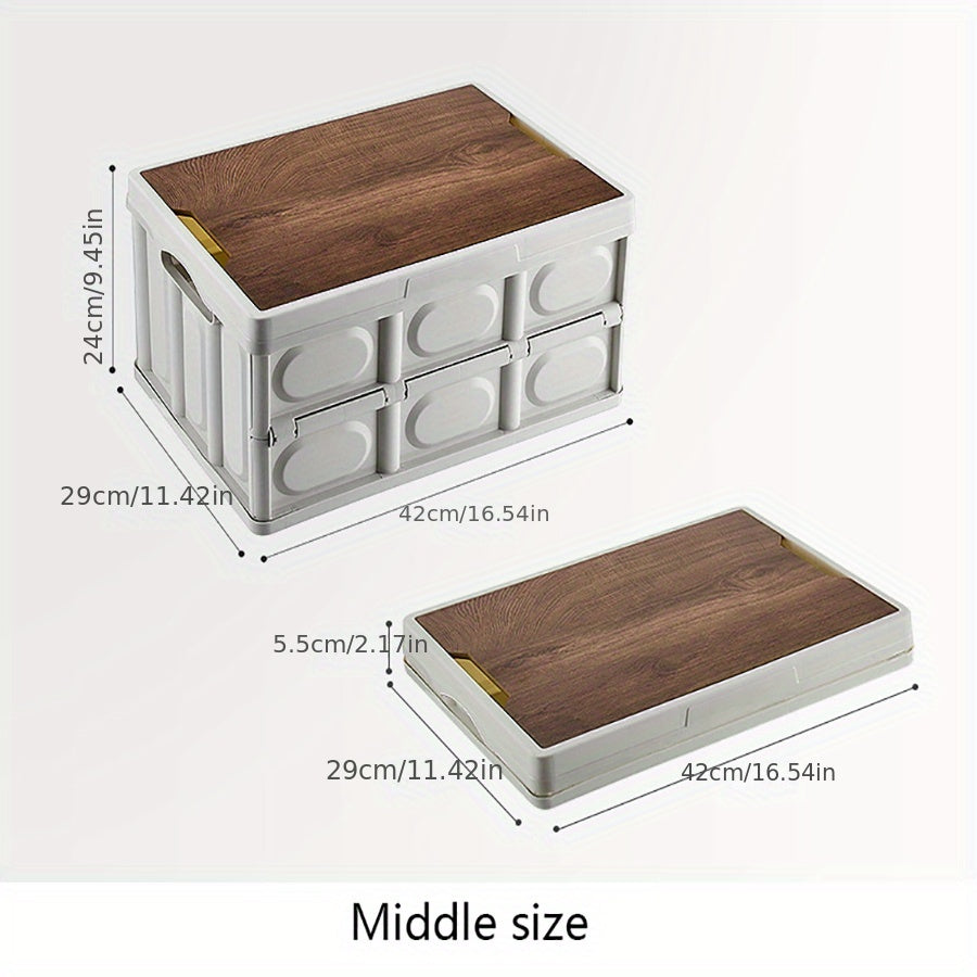 Camping Folding Storage Box Car Trunk Storage Box Wooden Cover