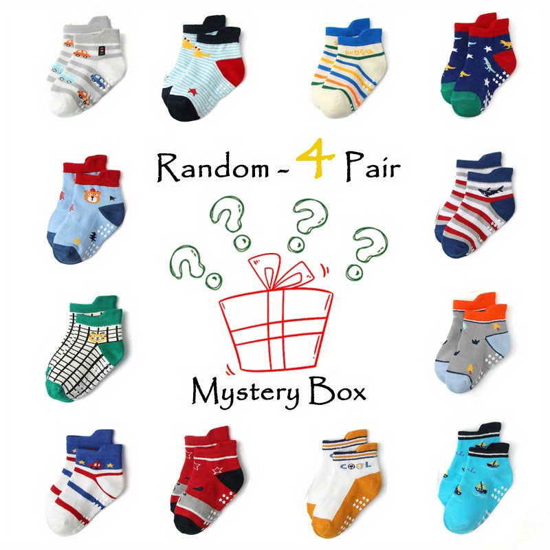 12pairs Cartoon Non-slip Knit Ankle Socks for Baby Boys and Girls