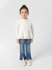 MARC&JANIE Girls Cotton Peplum Blouse Ruffle Collar Shirt