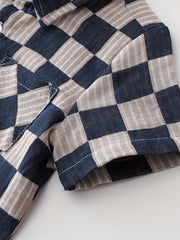 Boys Checkered Outfit Short Sleeves Shirt & Shorts Set
