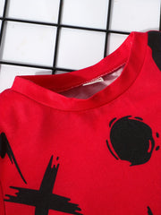 Boys Summer Sports Suit Graphic Tee & Trousers Set