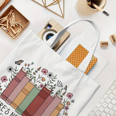 Boho Floral Book Lover's Tote Bag with Quote