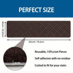 15pcs Carpet Stair Treads Non Slip With Self Adhesive 76 X 20 Reusable